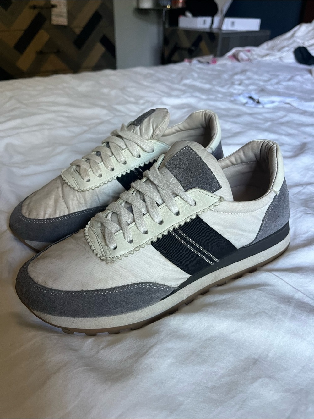 Brunello Cucinelli runners tennis Sneakers in white Gray women 6.5 shoes flats